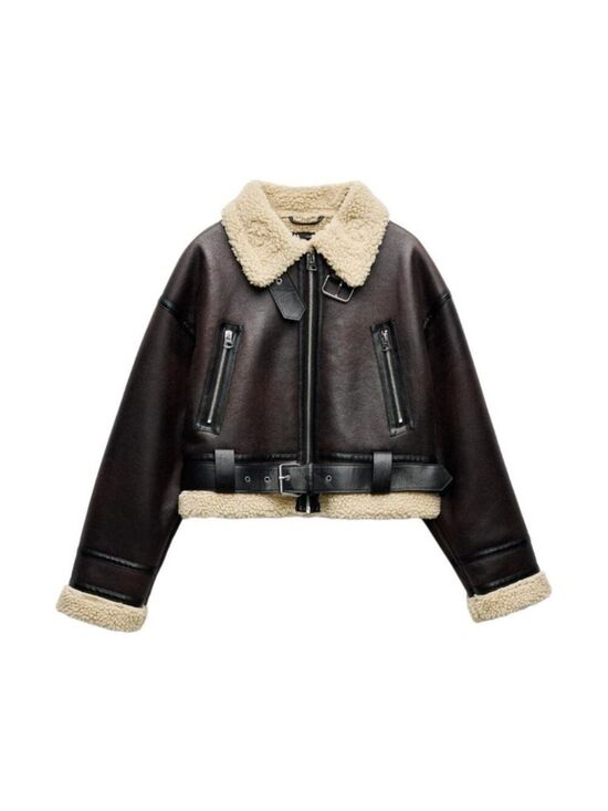 Zara Jackets & Blazers - Zara Womens Short Double-Faced Jacket Small Dark Brown Belted 8073/252 NWT